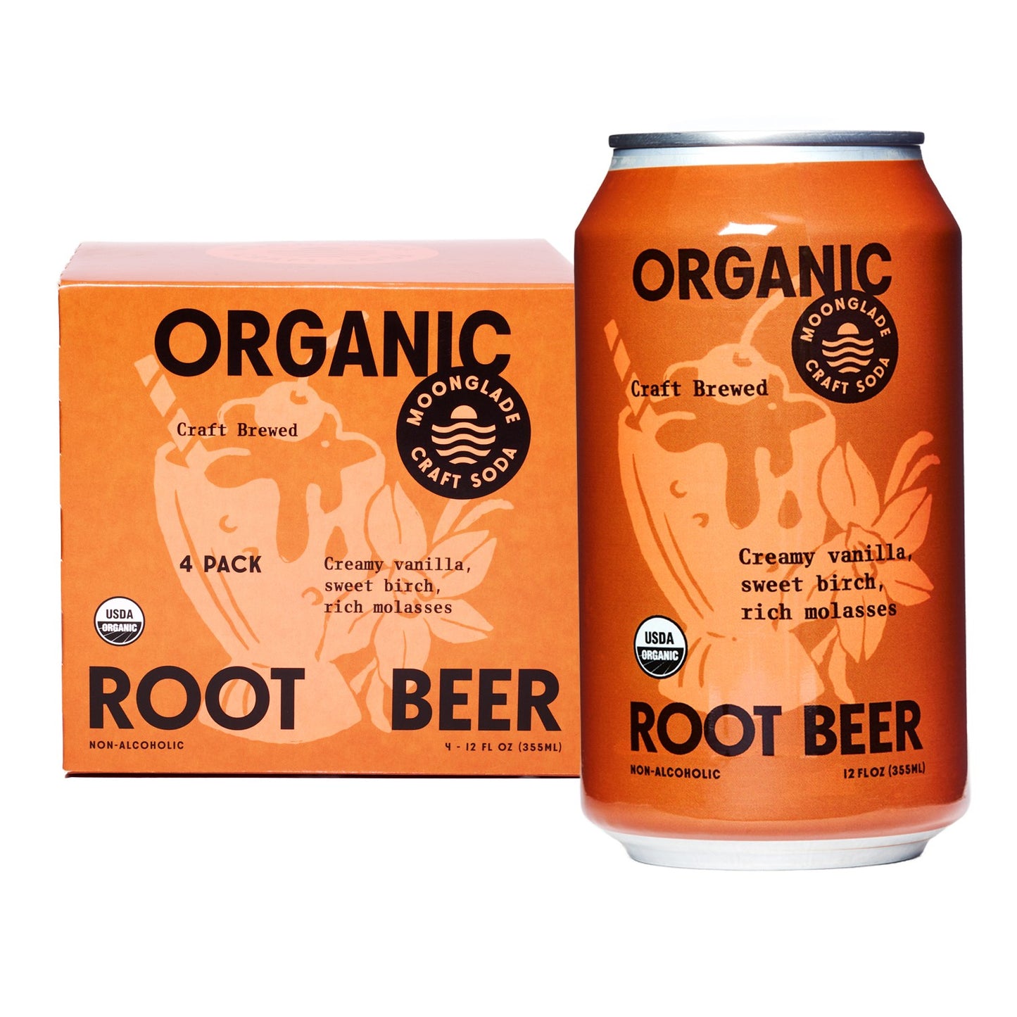 Organic Root Beer, 100% Organic Craft Soda with Real Vanilla, Molasses and Birch