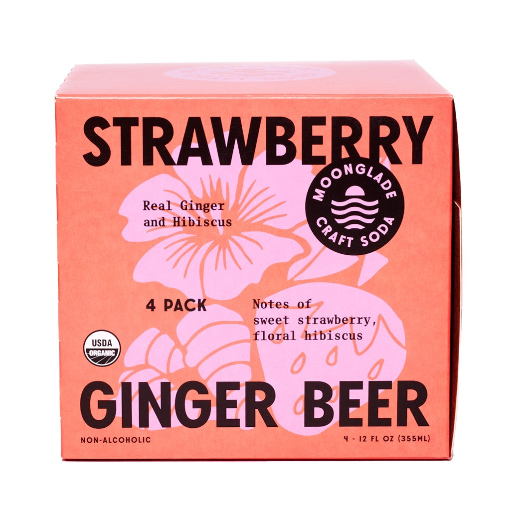 Strawberry Hibiscus Ginger Beer, 100% Organic Craft Soda/Mixer with Real Ginger