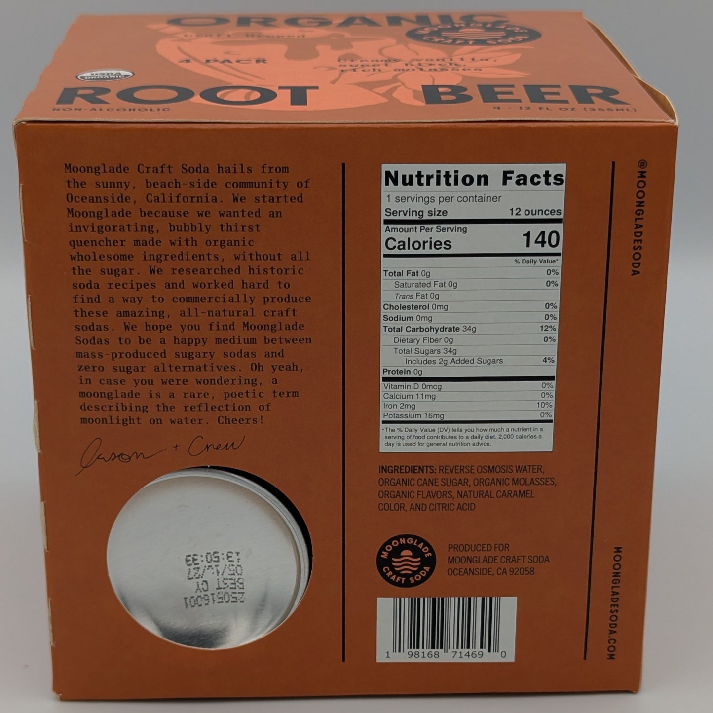 Organic Root Beer, 100% Organic Craft Soda with Real Vanilla, Molasses and Birch