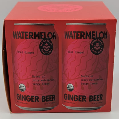 Watermelon Ginger Beer, 100% Organic Craft Soda/Mixer with Real Ginger