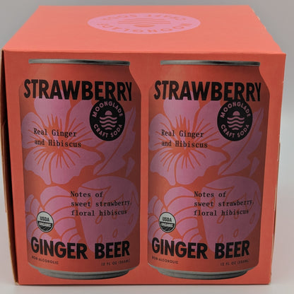Strawberry Hibiscus Ginger Beer, 100% Organic Craft Soda/Mixer with Real Ginger