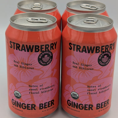 Strawberry Hibiscus Ginger Beer, 100% Organic Craft Soda/Mixer with Real Ginger