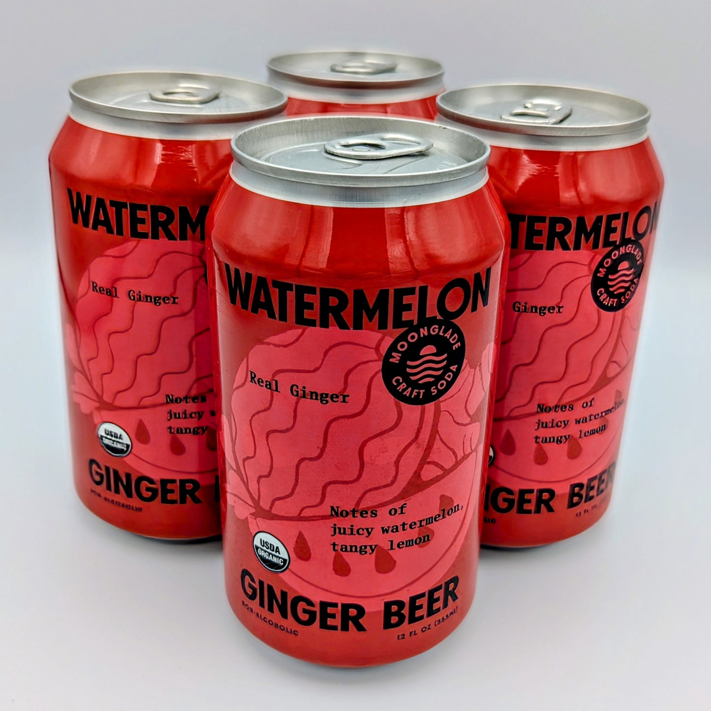 Watermelon Ginger Beer, 100% Organic Craft Soda/Mixer with Real Ginger